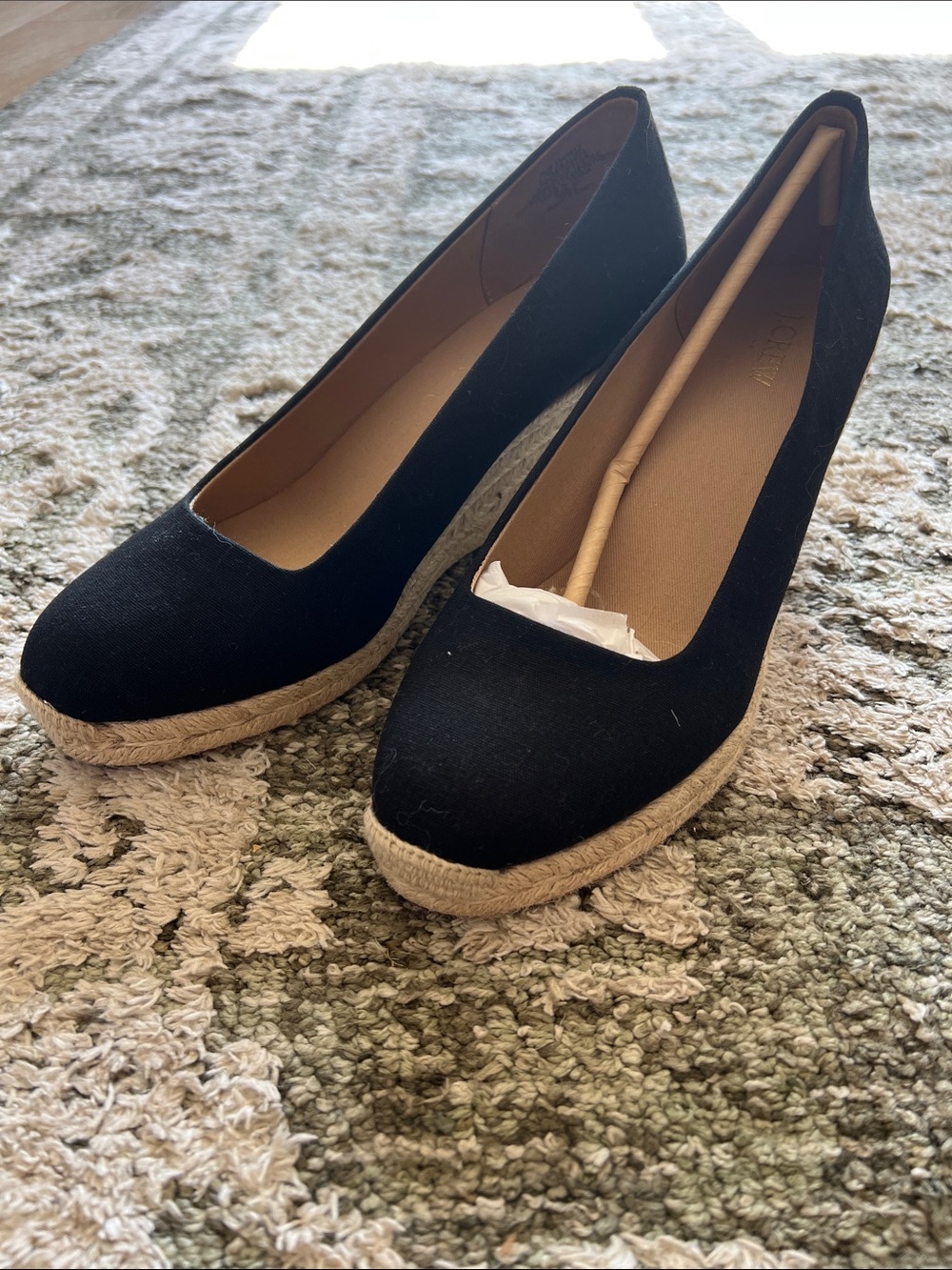 J. Crew Black Espadrille Wedge Pumps